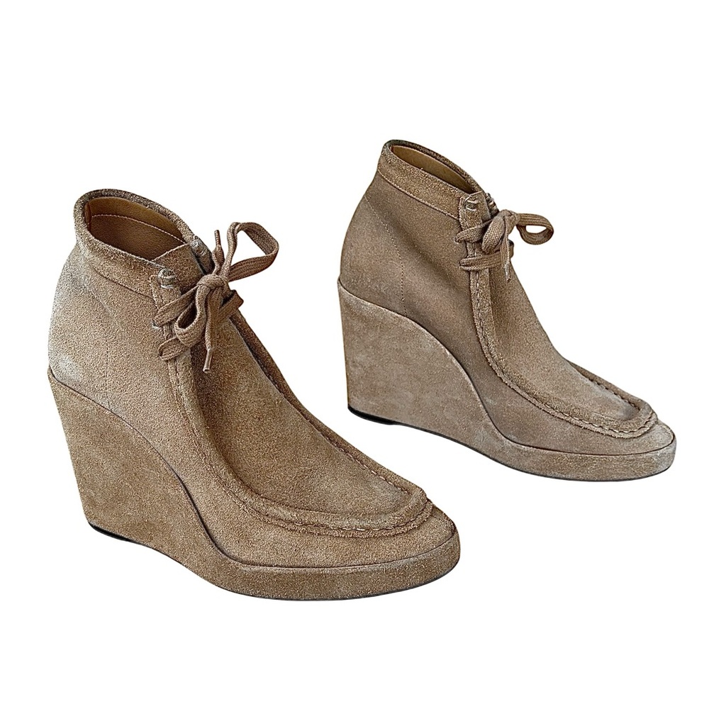 BALENCIAGA Sand Suede Lace Up Wedge Heels - Picture 5 of 14
